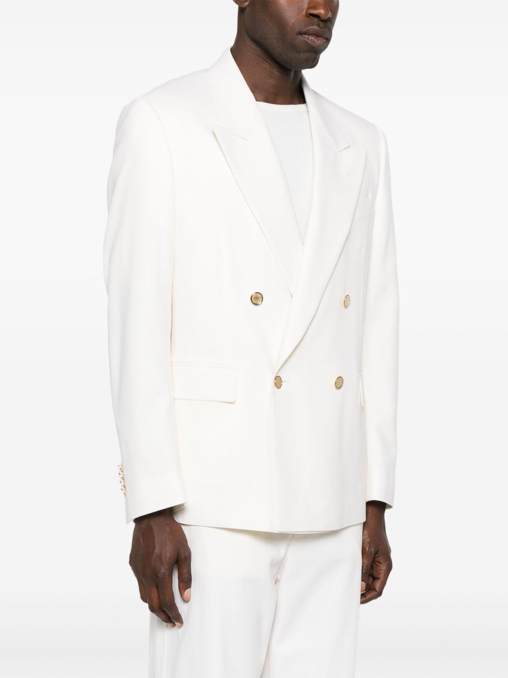 virgin wool-blend double-breasted blazer - 3
