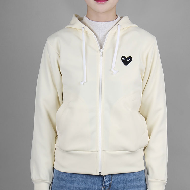 (WMNS) COMME des GARCONS PLAY Zip Hoodie Big Black Heart 'Beige' AZ-T253-051-3 - 3