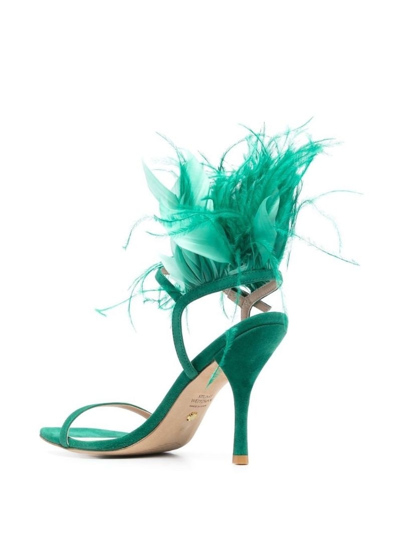 feather-trim 110mm sandals - 3