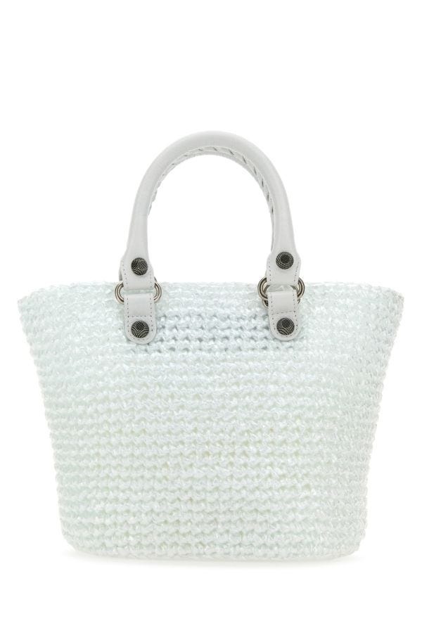 ハンドバッグ BALENCIAGA WHITE RAFFIA SMALL LE CAGOLE PANIER HANDBAG BALENCIAGA White raffia small Le Cagole Panier handbag