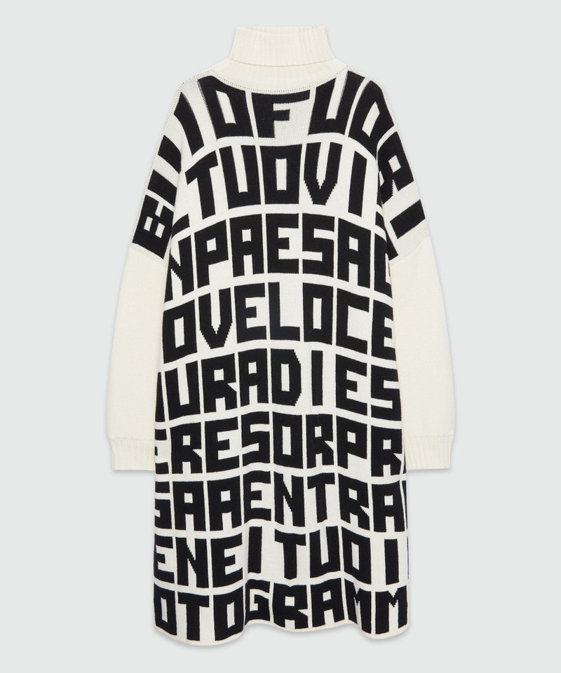 Caterina Frongia x MSGM White Knit Midi Dress with Black Lettering 1