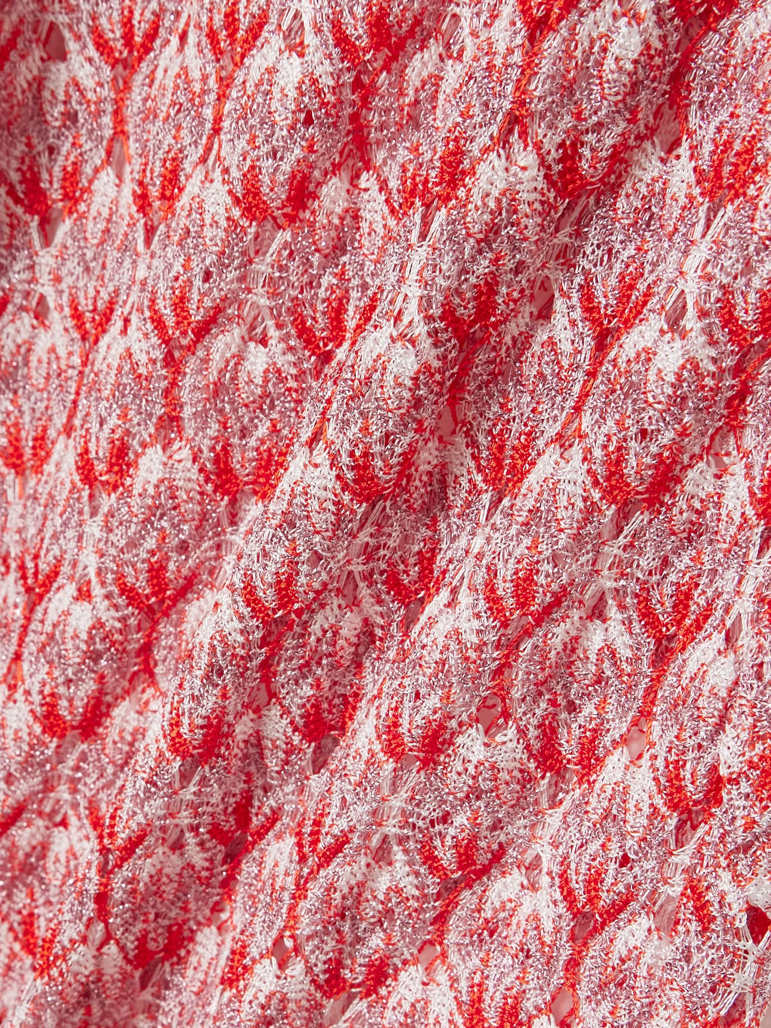 Metallic crochet-knit flared pants Red - 4