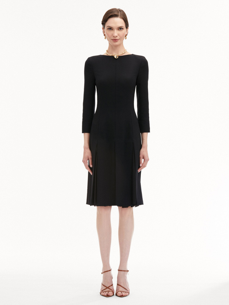 Oscar de la Renta WOOL & CHIFFON INSET DRESS outlook