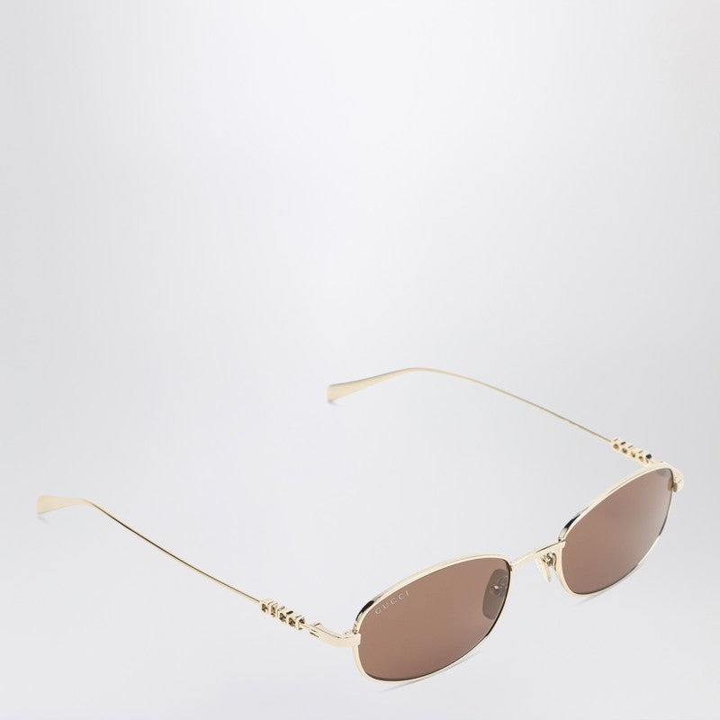Gucci Oval Gold/Brown Sunglasses Women - 2