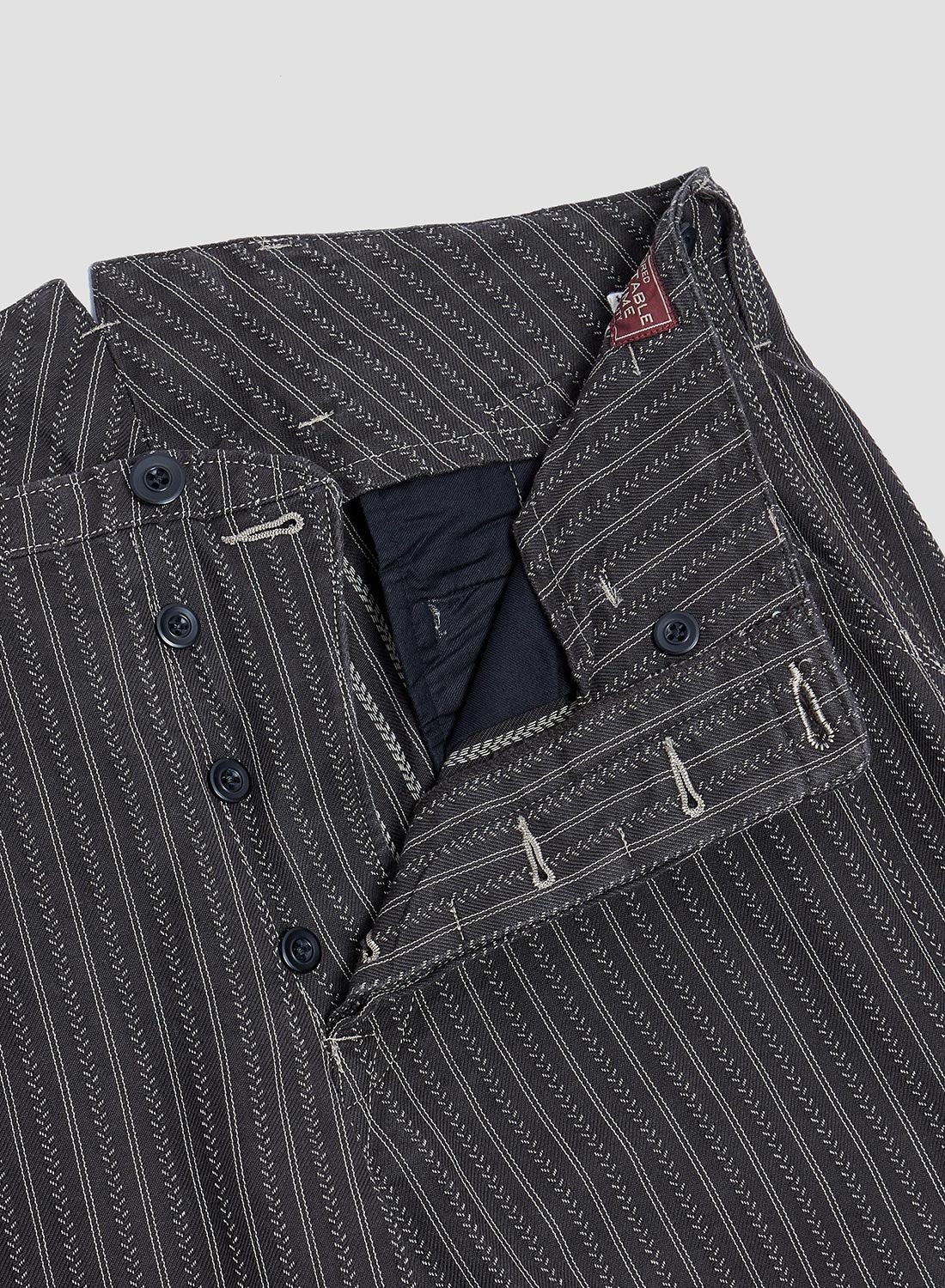 Adjustable Costume Original Herringbone Stripe Baggy Pants Black - 4