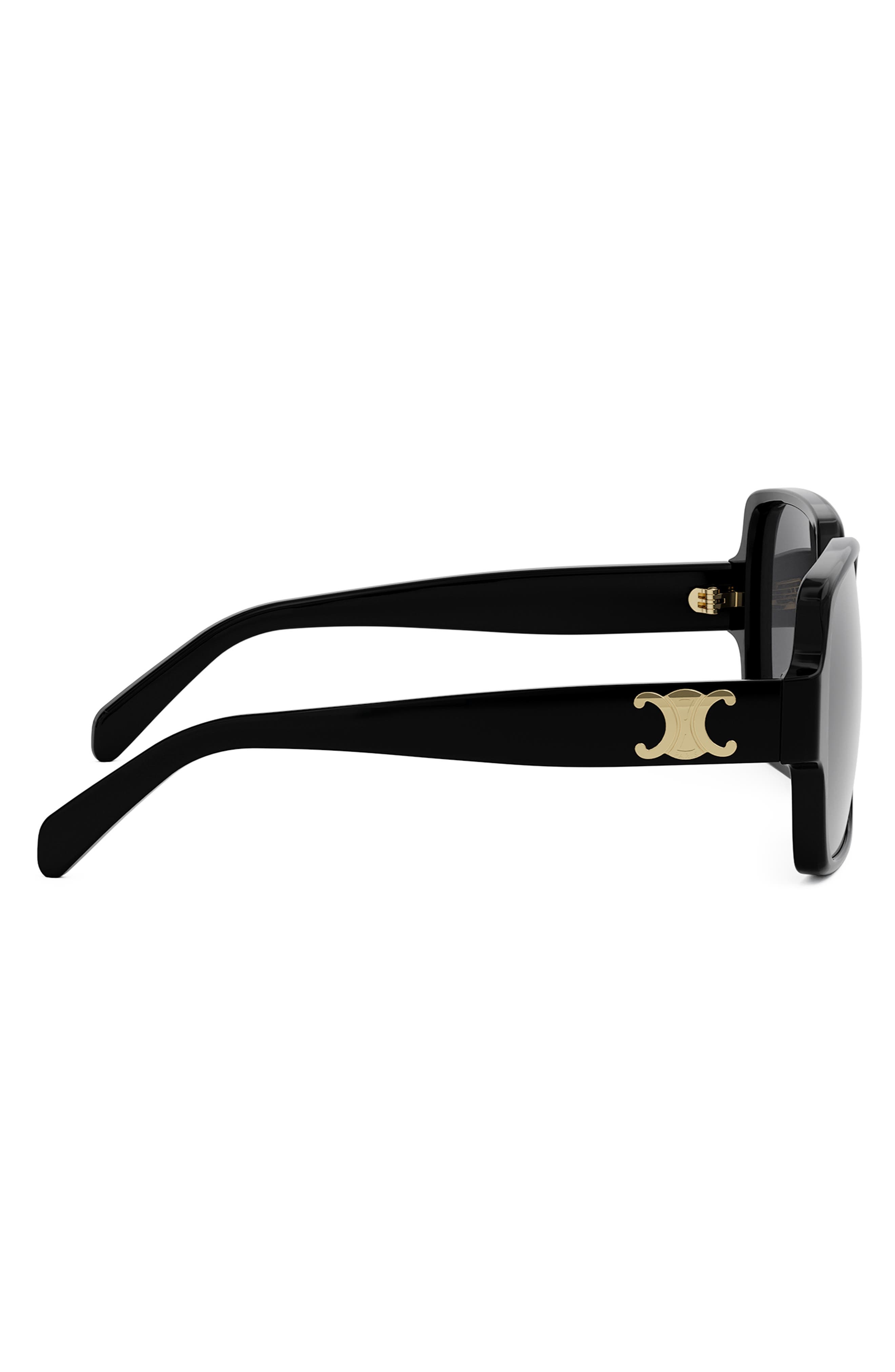 CELINE Triomphe 60mm Square Sunglasses in Shiny Black /Smoke at Nordstrom - 7