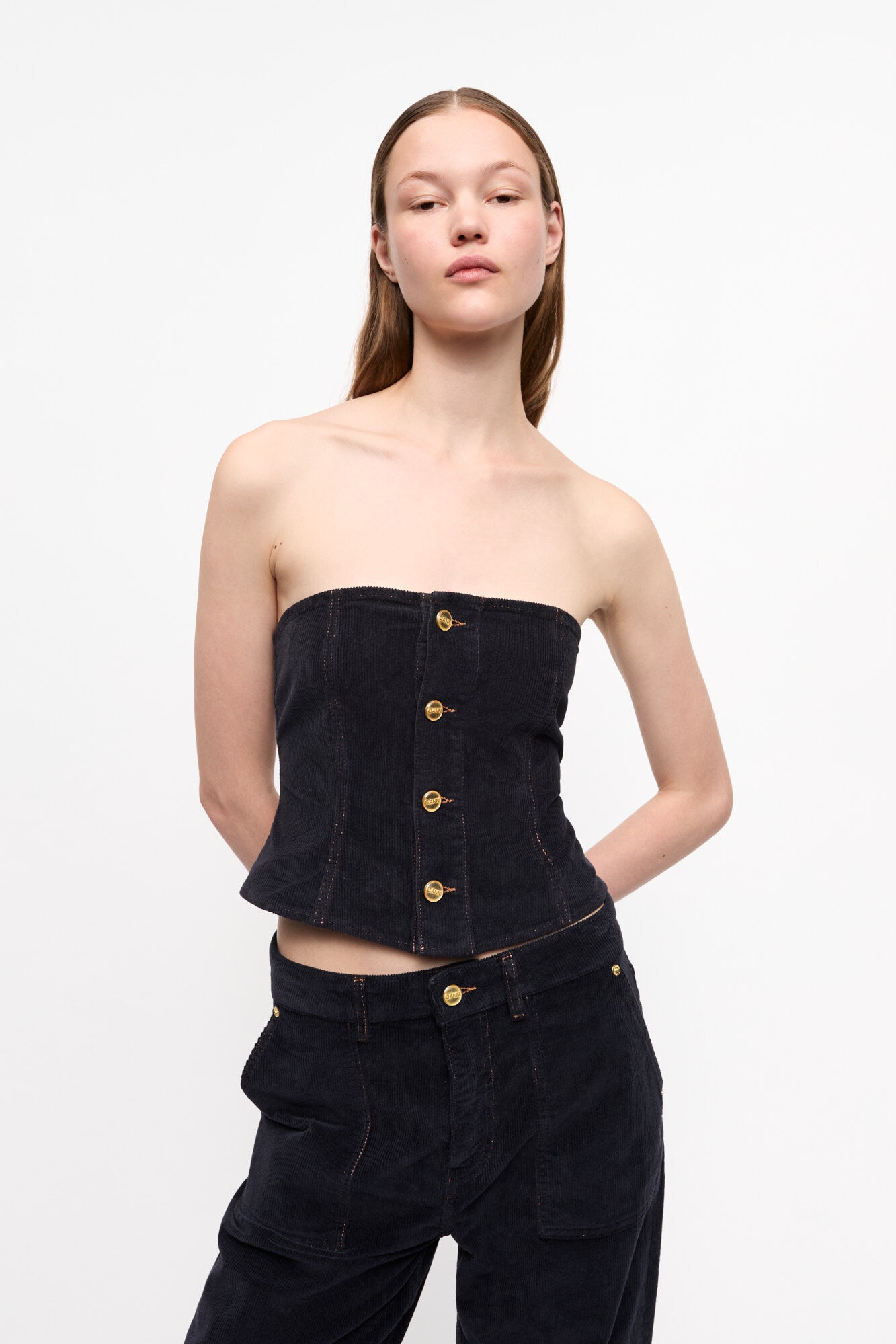 BLUE WASHED CORDUROY TOP - 2