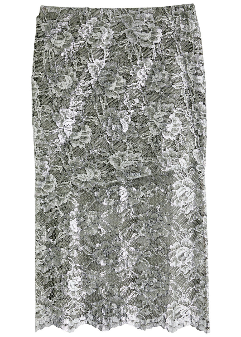 The Attico Layered Metallic Lace Midi Skirt - 1