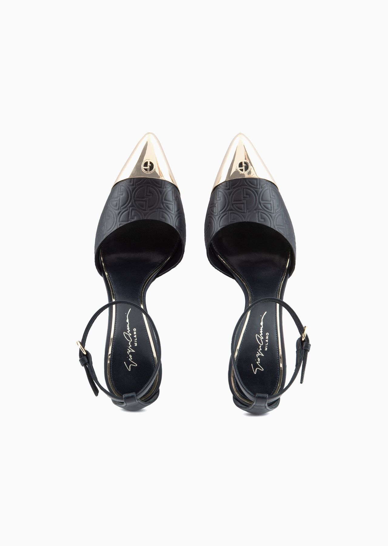 Leather d’Orsay court shoes with all-over logo - 3