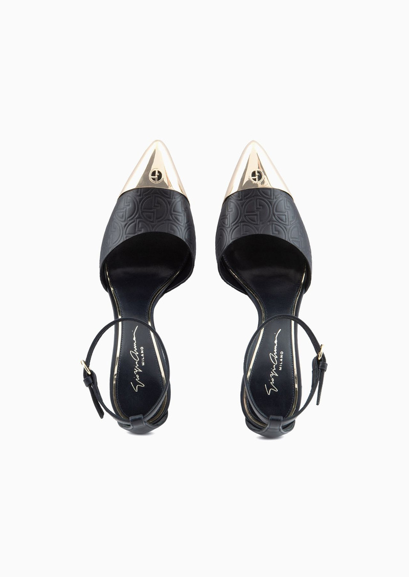 Leather d’Orsay court shoes with all-over logo 3