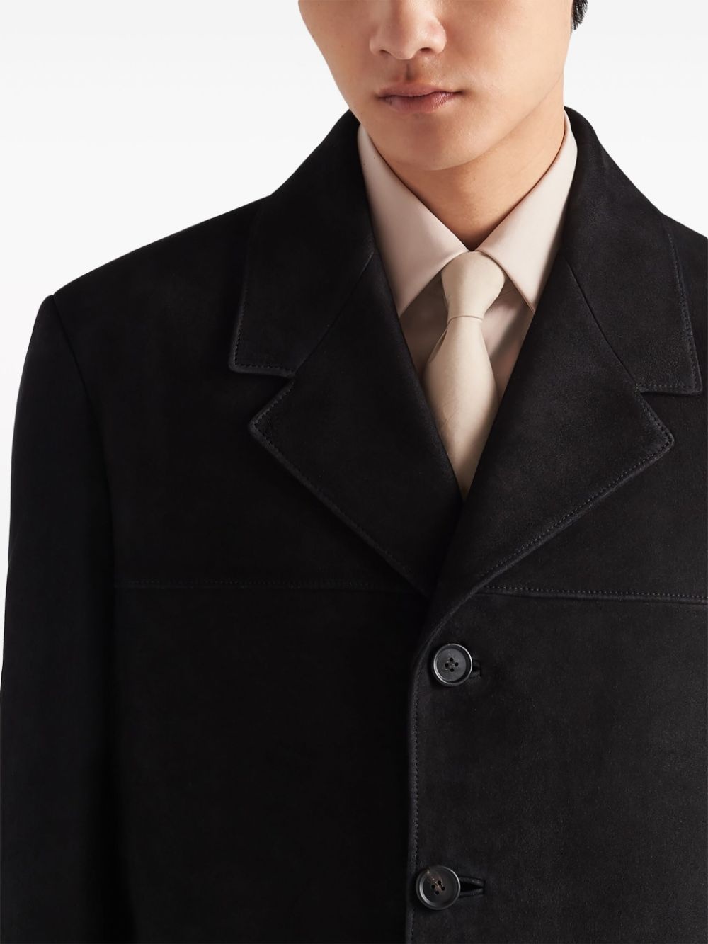 single-breasted suede coat - 4