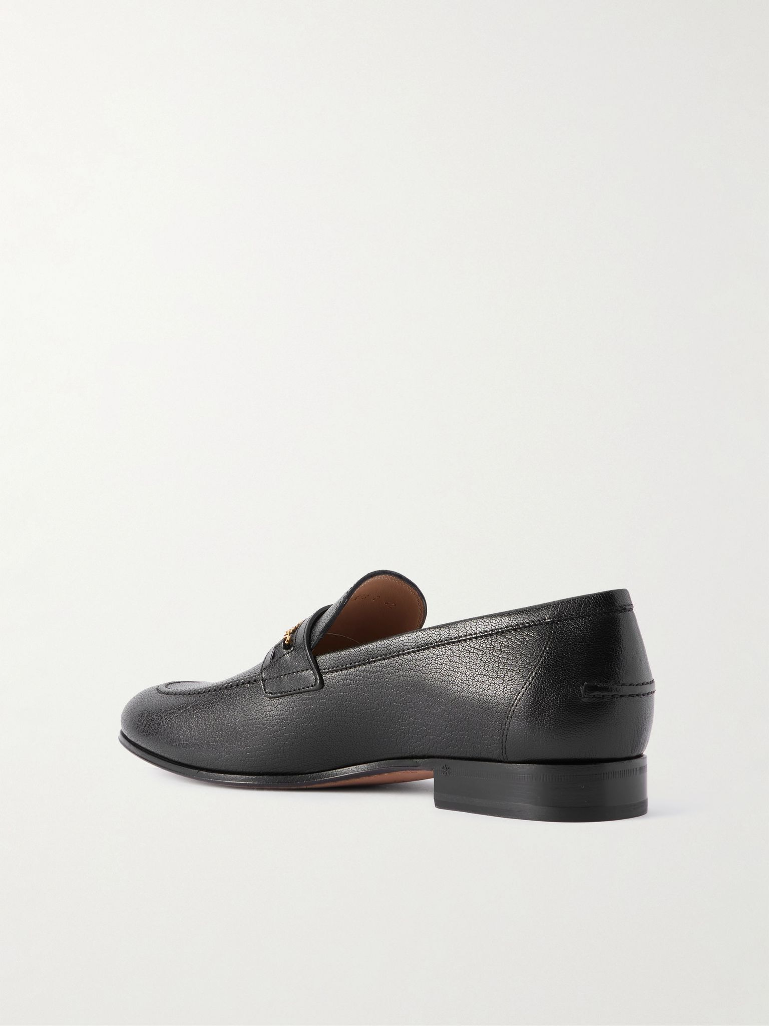 Logo-Embellished Full-Grain Leather Loafers Black - 4