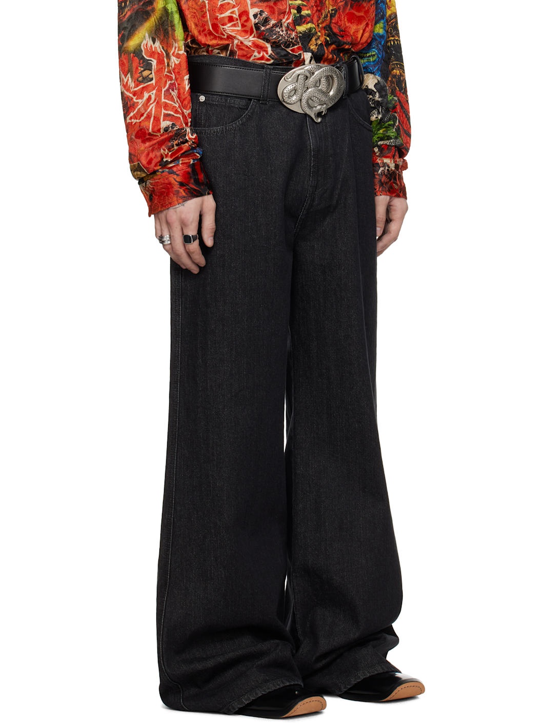 Black Vintage Wash Phat Jeans - 2