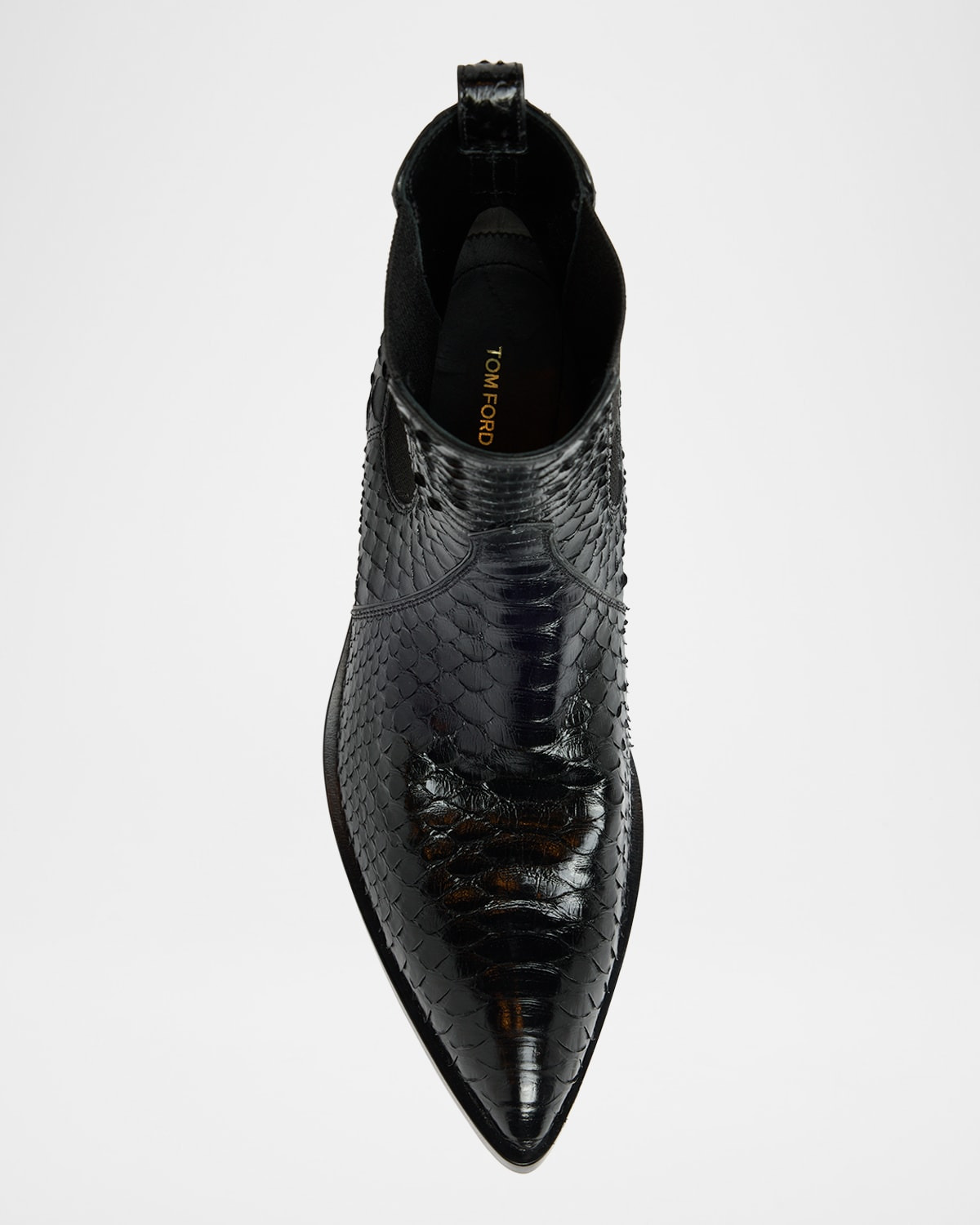 Shiny Python Stamped Leather Chelsea Boots - 5