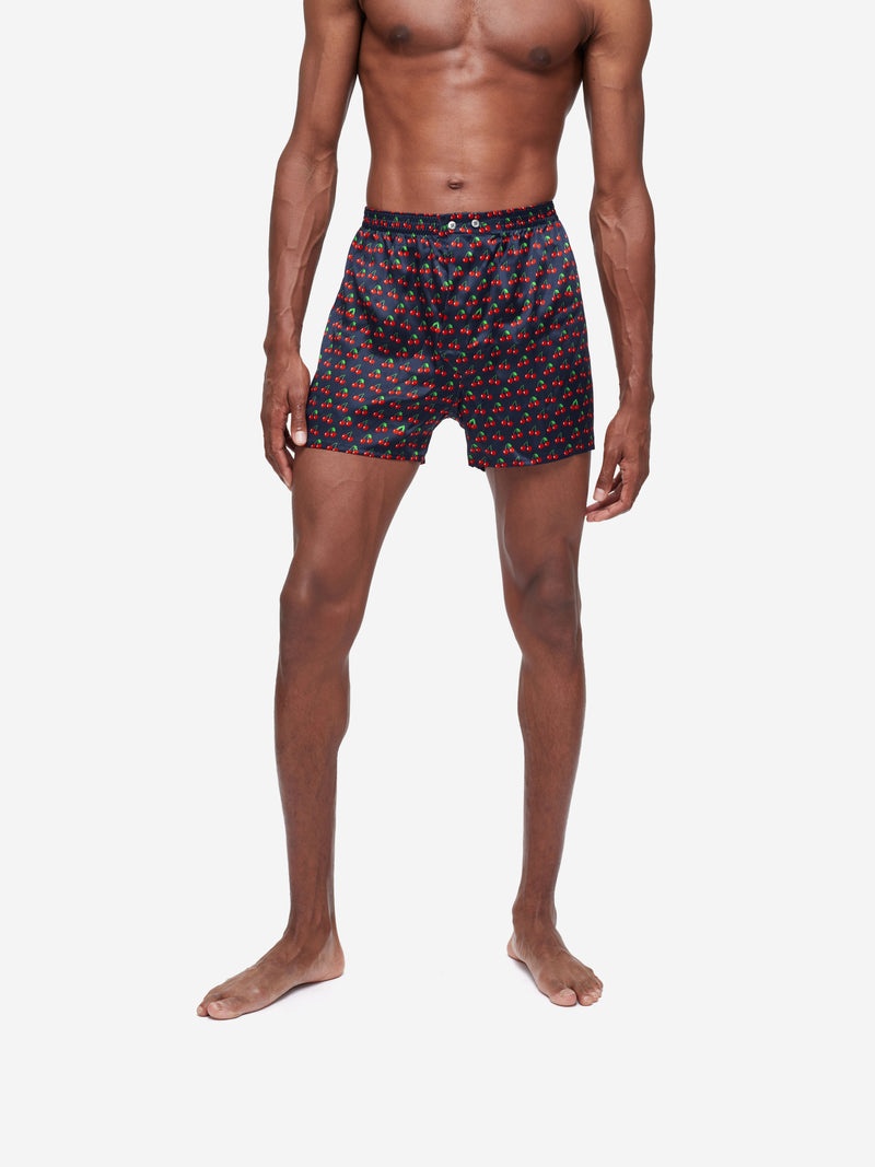 Men's Classic Fit Boxers Brindisi 77 Silk Satin Navy - 3