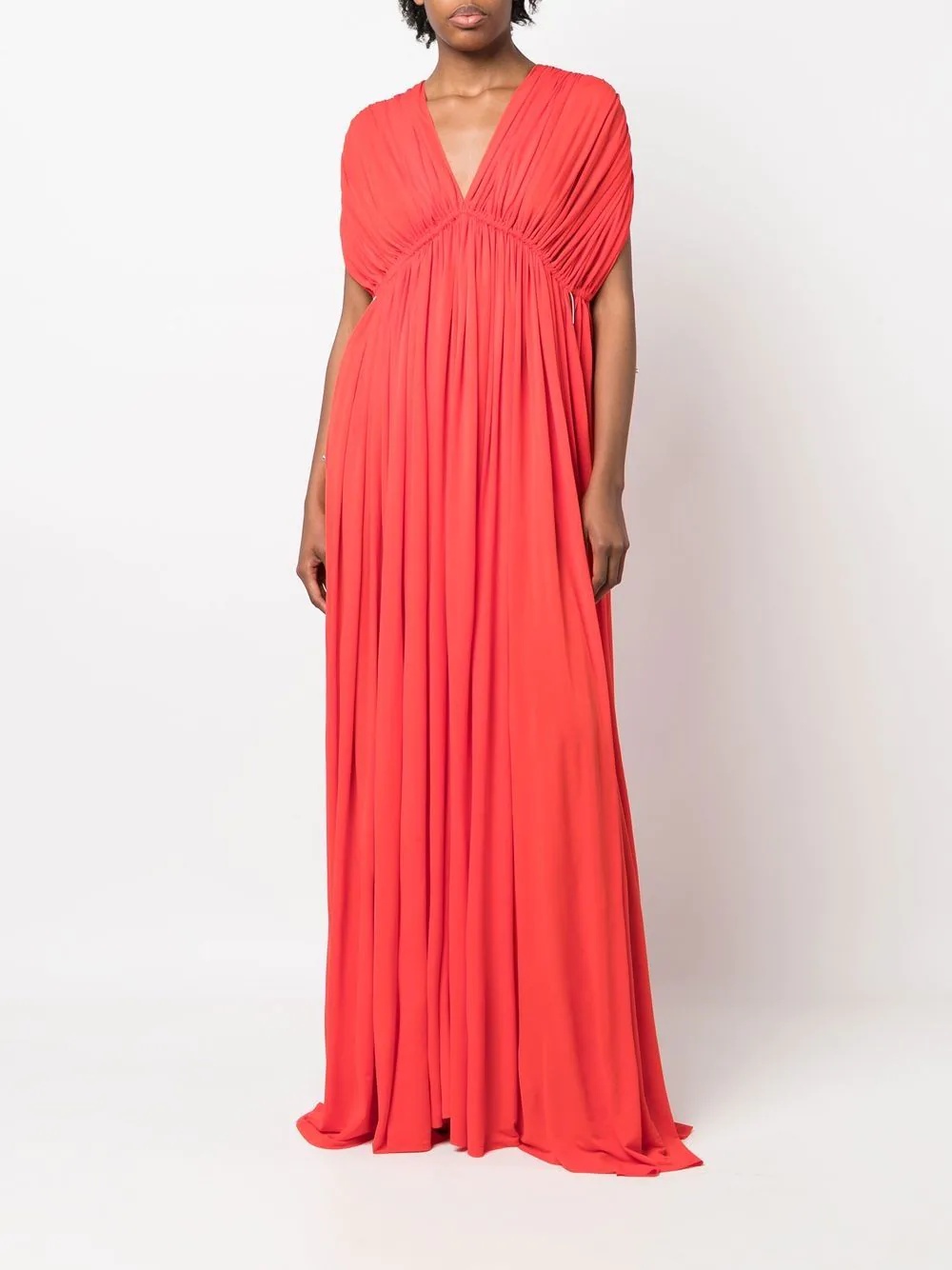 V-neck pleated gown - 3