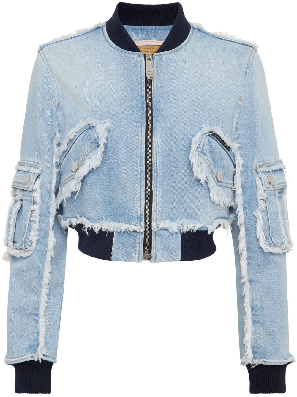 cropped denim bomber jacket - 1