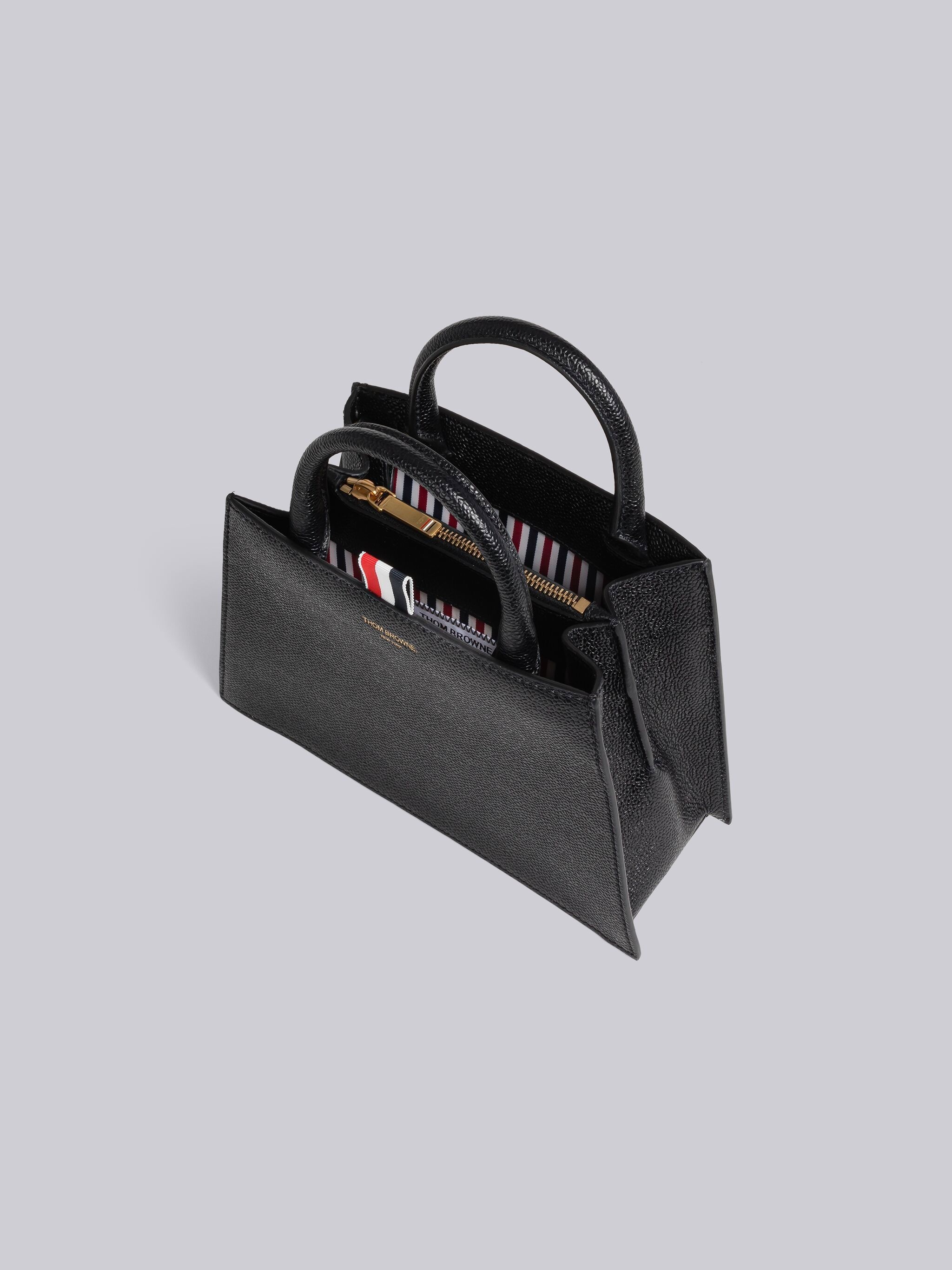 logo print grained leather tote bag - 5