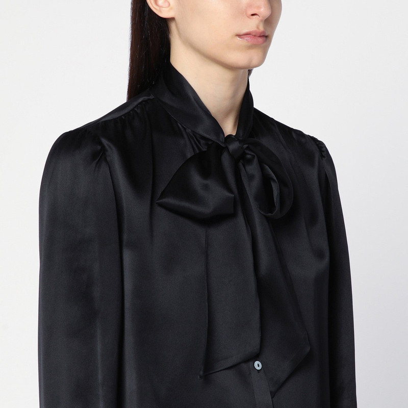 Black silk shirt with bow 4