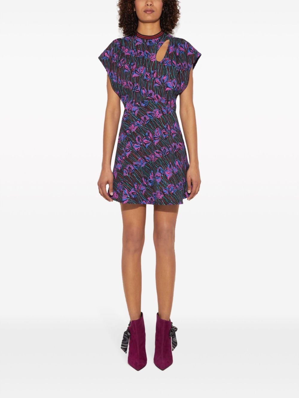 Fiori Di Loto-print minidress - 2