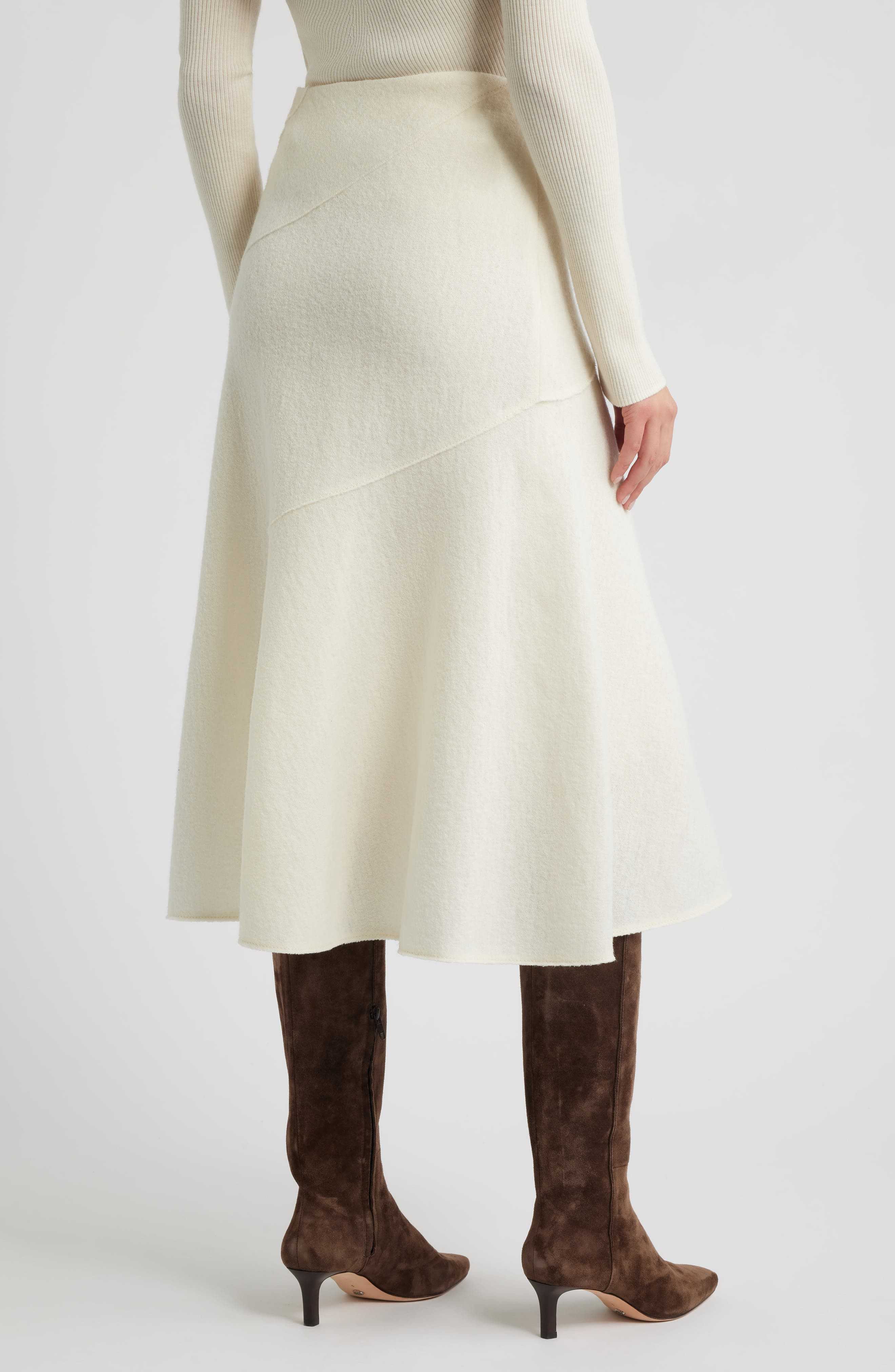 BOSS Vicena Maxi Woven Boiled Wool Skirt in Soft Cream at Nordstrom - 2