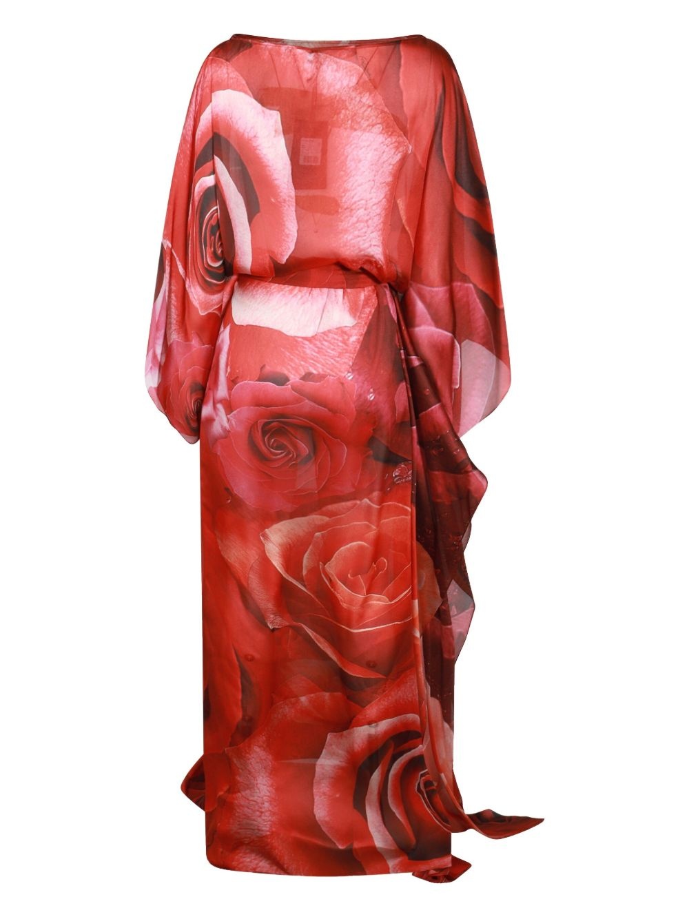 rose-print silk kaftan dress - 2