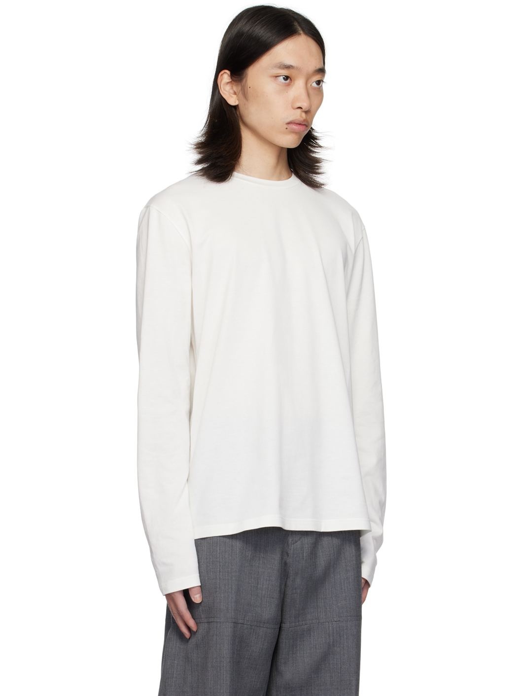 White Crewneck Long Sleeve T-Shirt - 2