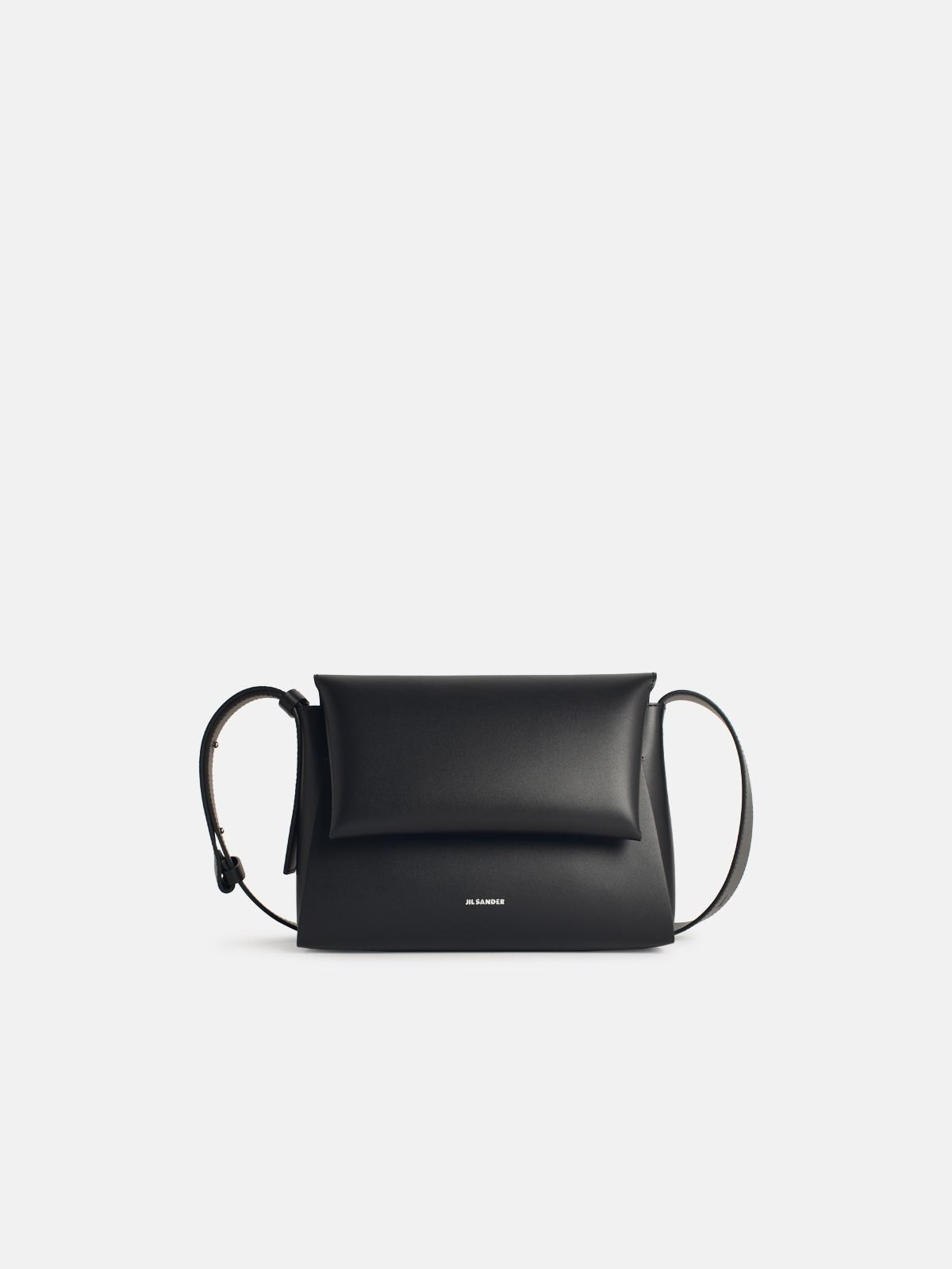 SMALL 'MESSENGER' BLACK LEATHER BAG - 1