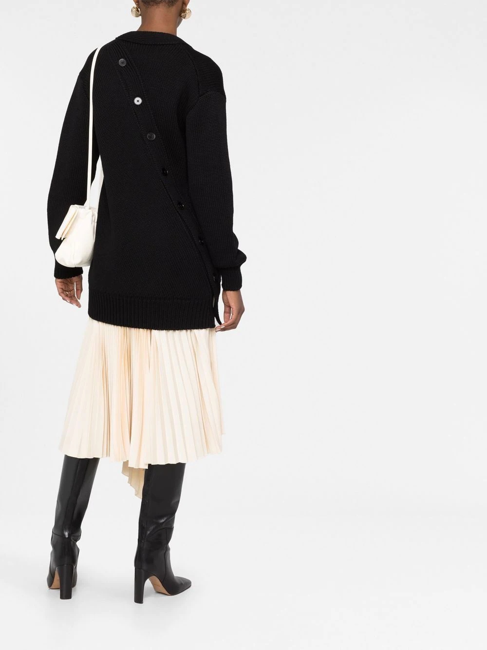 asymmetric button wool cardigan - 6