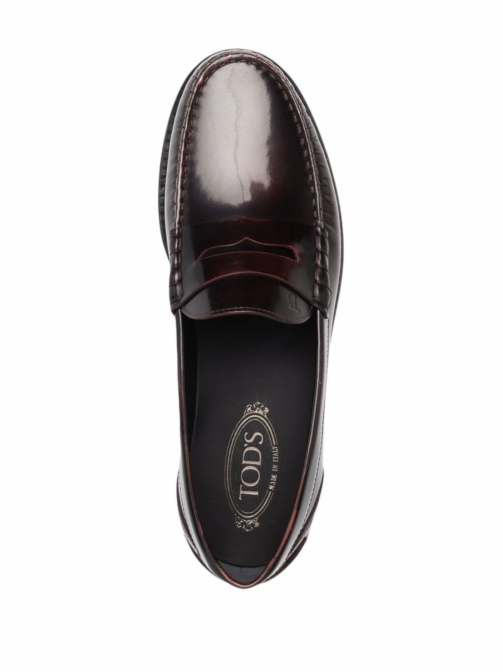 exposed stitch leather loafers - 4