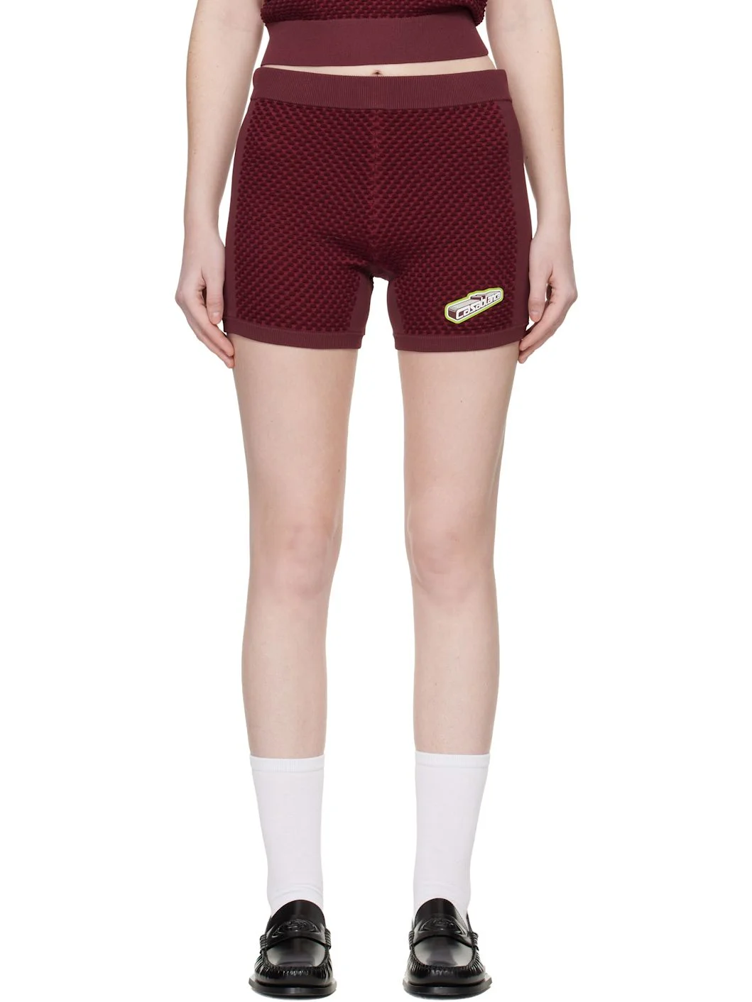 Burgundy Bubble Jacquard Shorts - 1