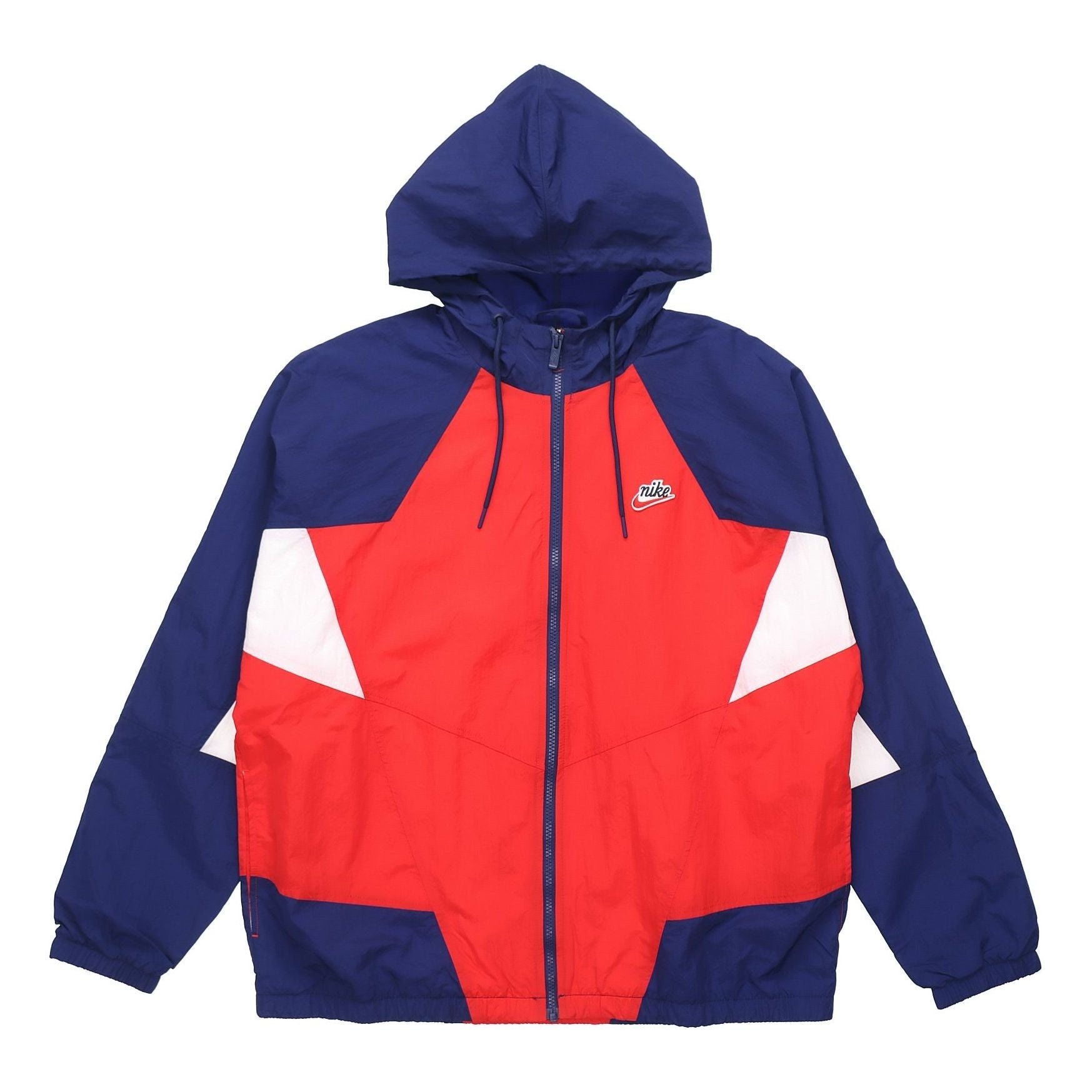 Nike Sportswear Heritage Windrunner Splicing hooded Woven Logo Jacket Red Blue Redblue CJ4359-657 - 1