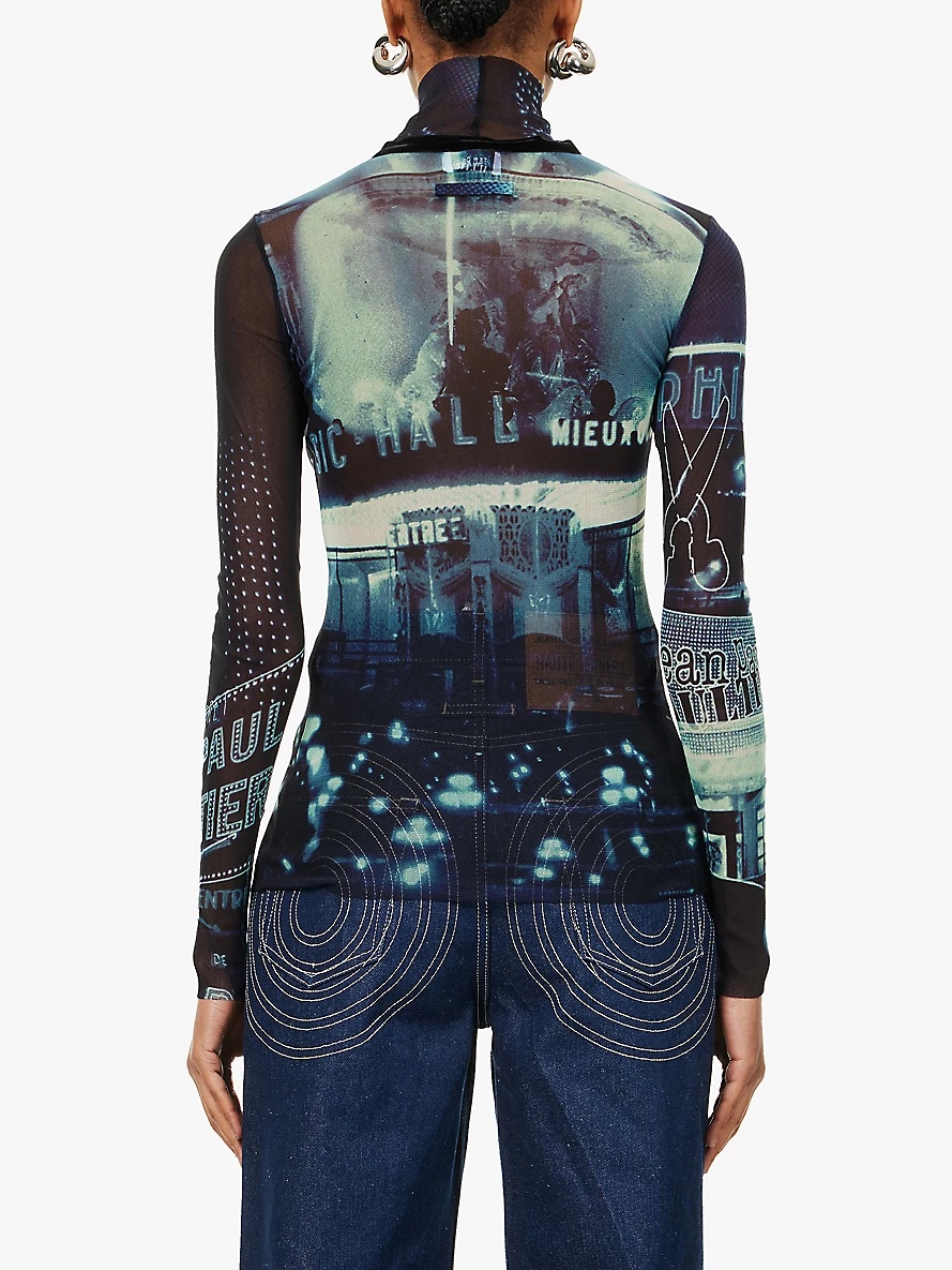 Pigalle graphic-print mesh top - 4