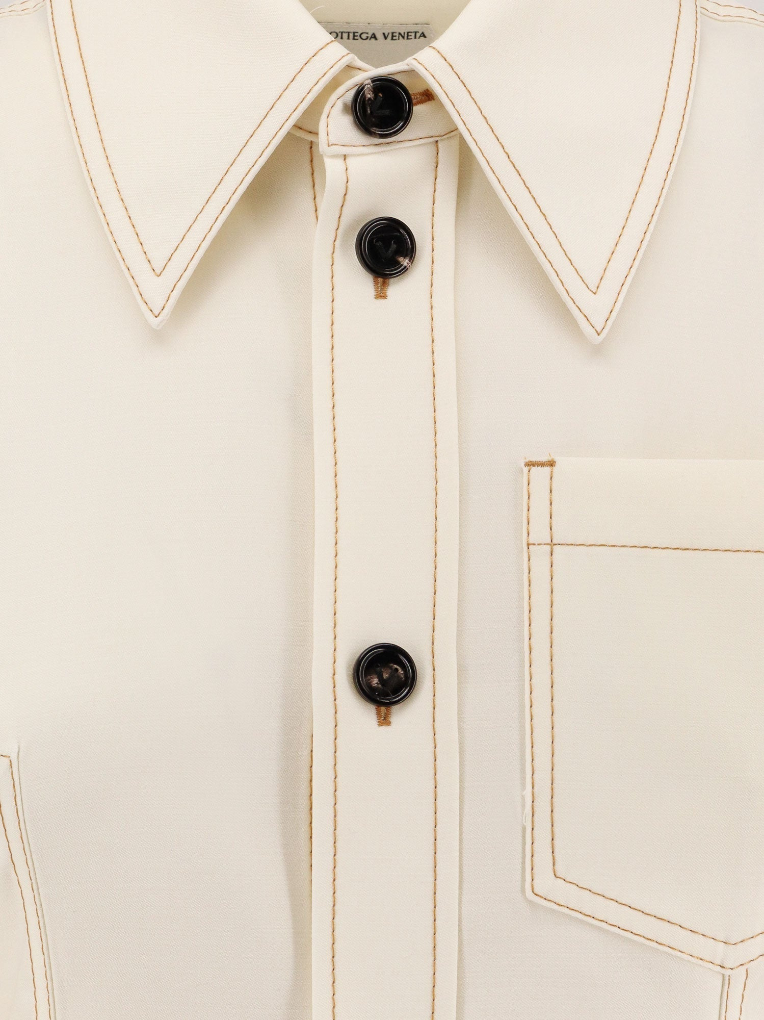 Bottega Veneta Traverl Light Wool Shirt With Maxi Pointed Collar - 5