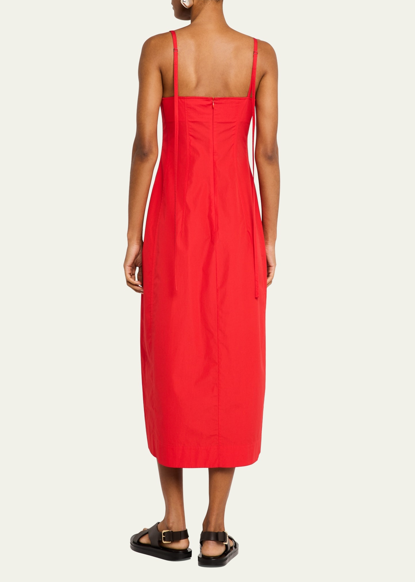 Bustier-Cut Sleeveless Cotton Midi Dress - 3