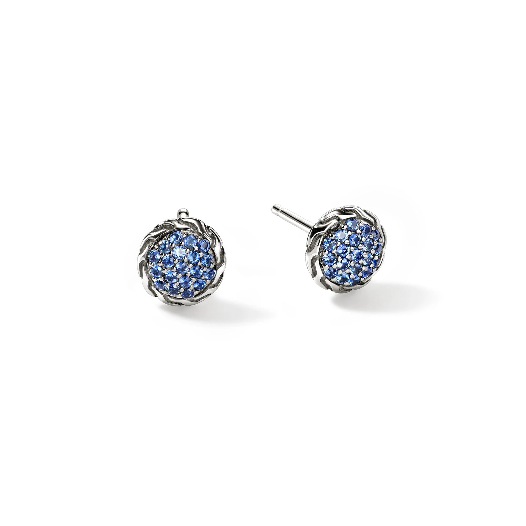 JH Essential Pavé Stud Earring, Sterling Silver, Gemstones, 7MM - 1