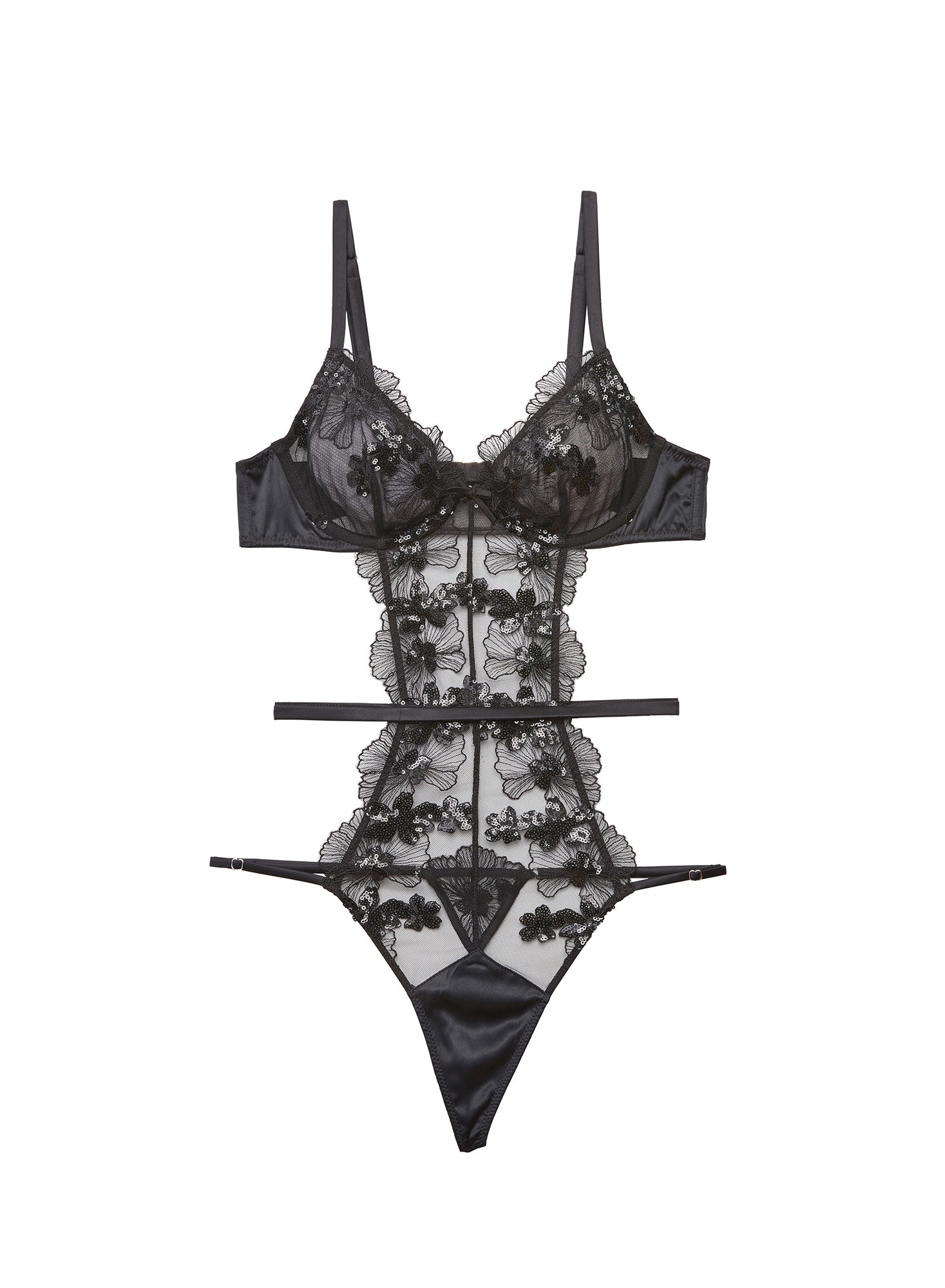 Sequin Violet Embroidery Bodysuit - 4