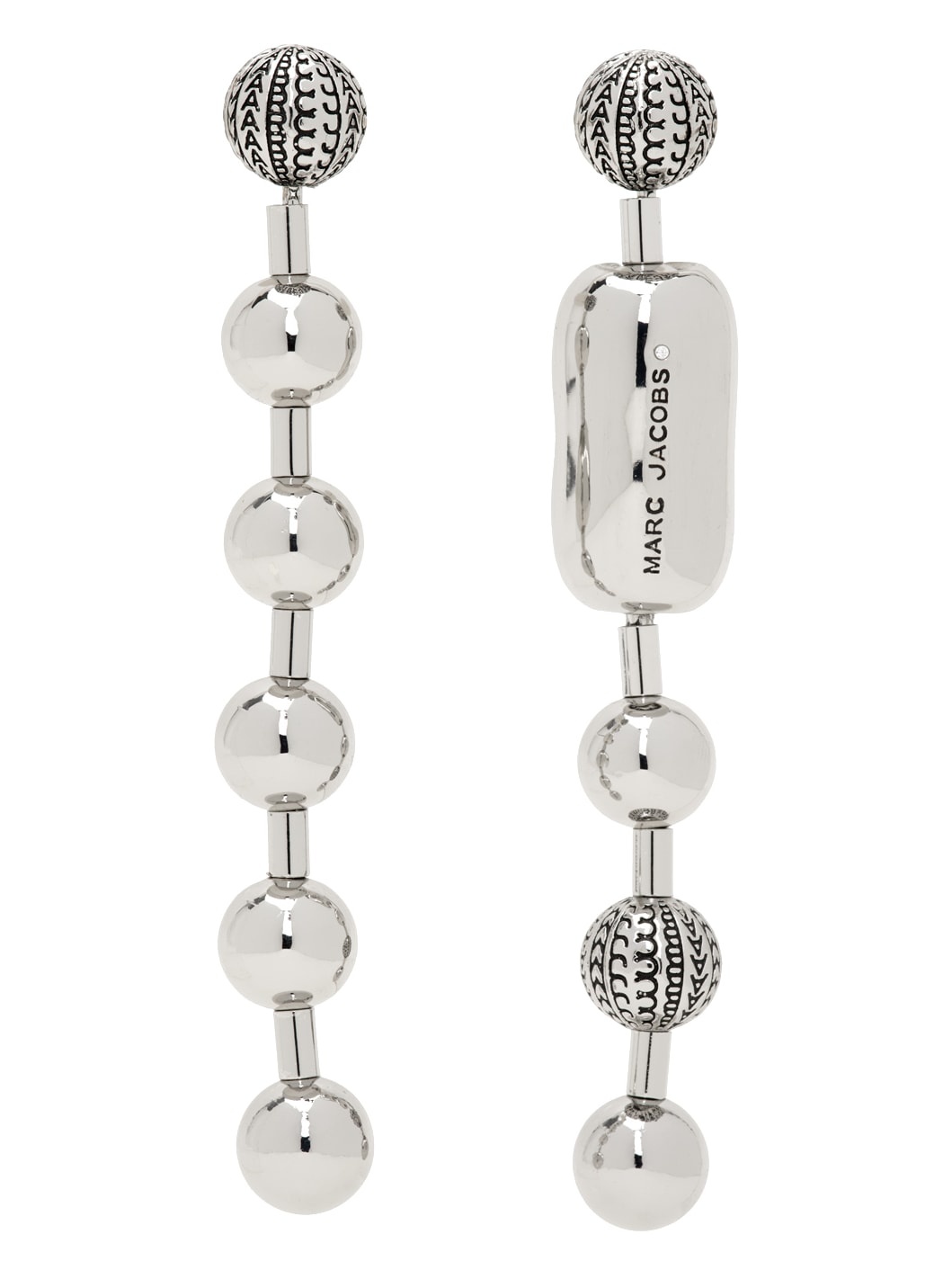 Silver 'The Monogram Ball Chain' Earrings - 1