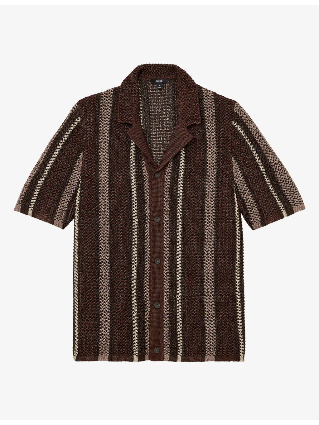 Farin Crochet-Stripe Stretch-Knit Shirt - 1