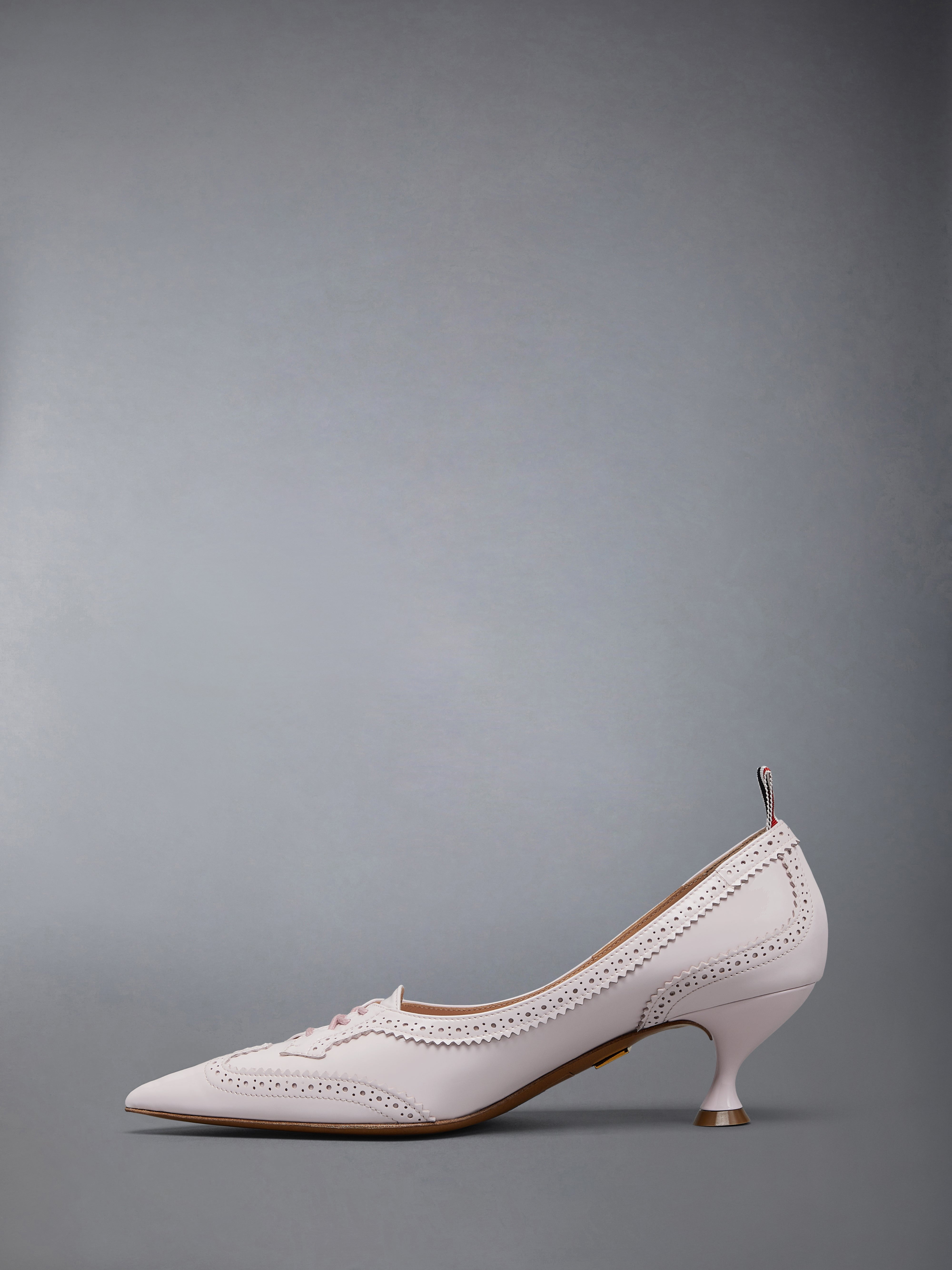 SOFT PATENT LEATHER WINGTIP 50MM CURVED HEEL PUMP - 3