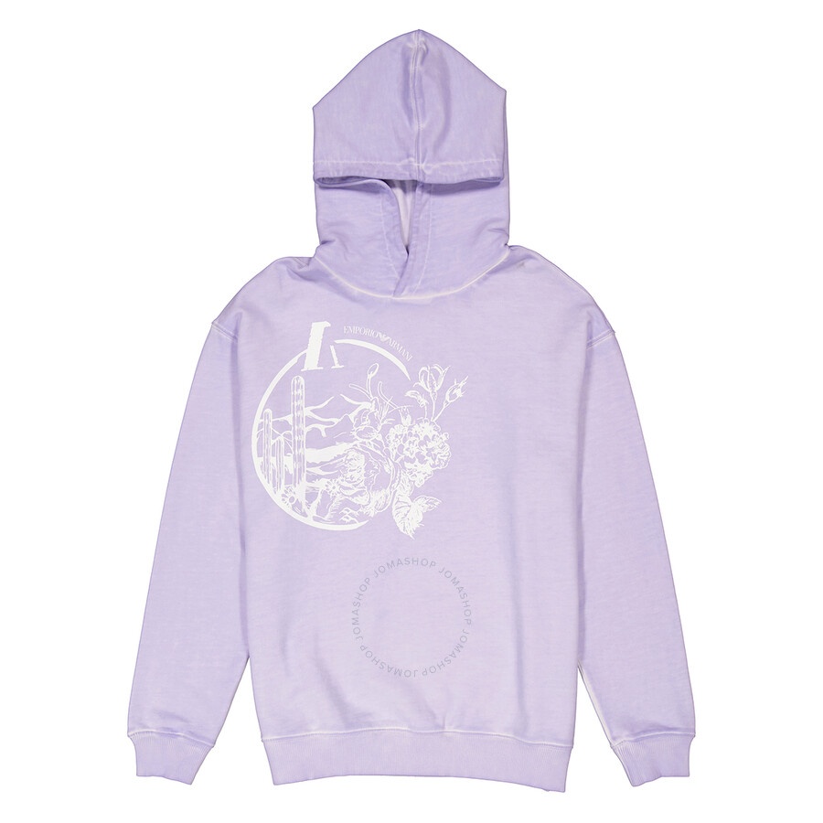 Emporio Armani Purple Graphic Print Hooded Sweatshirt - 1