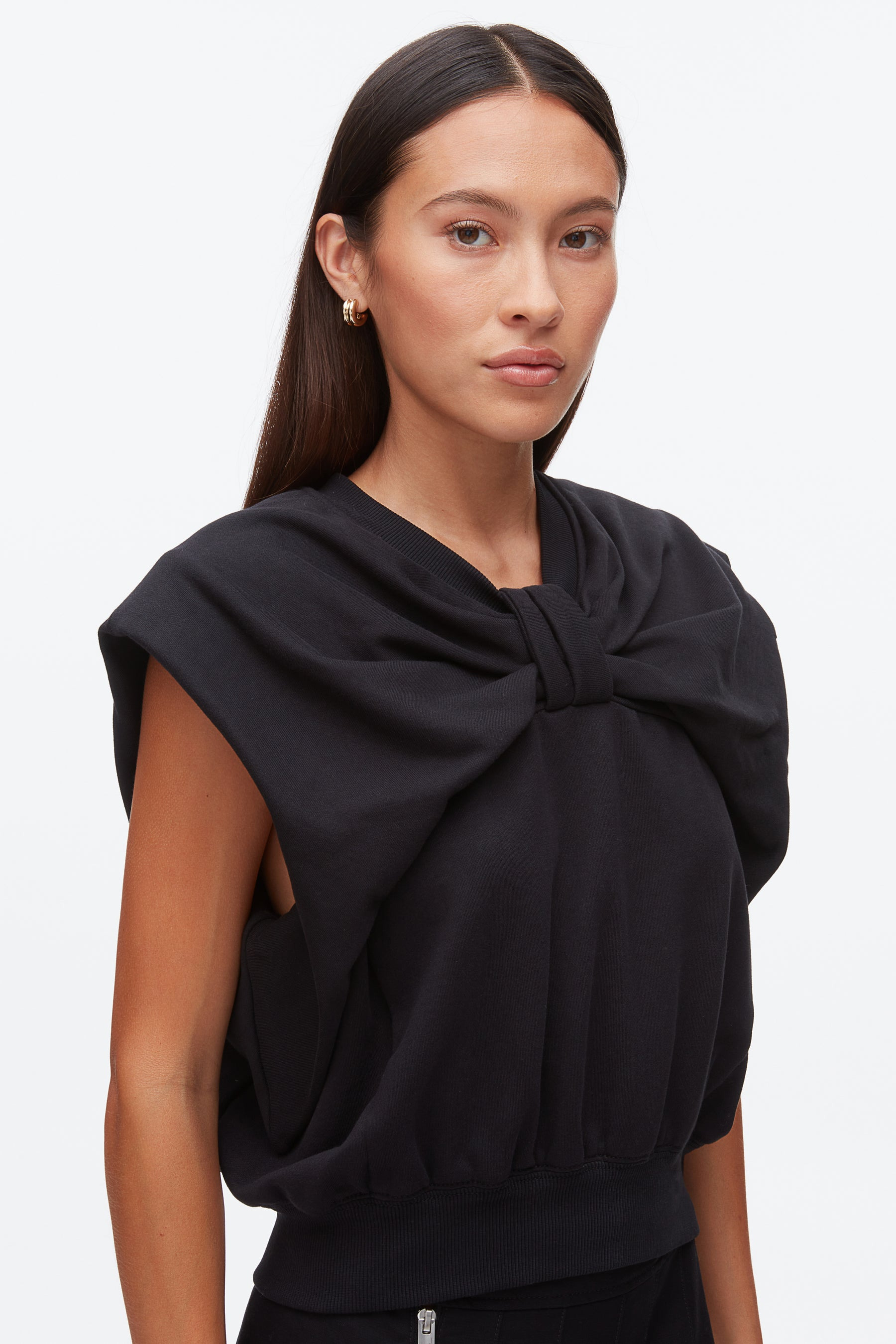 Draped Bow French Terry Top - 6