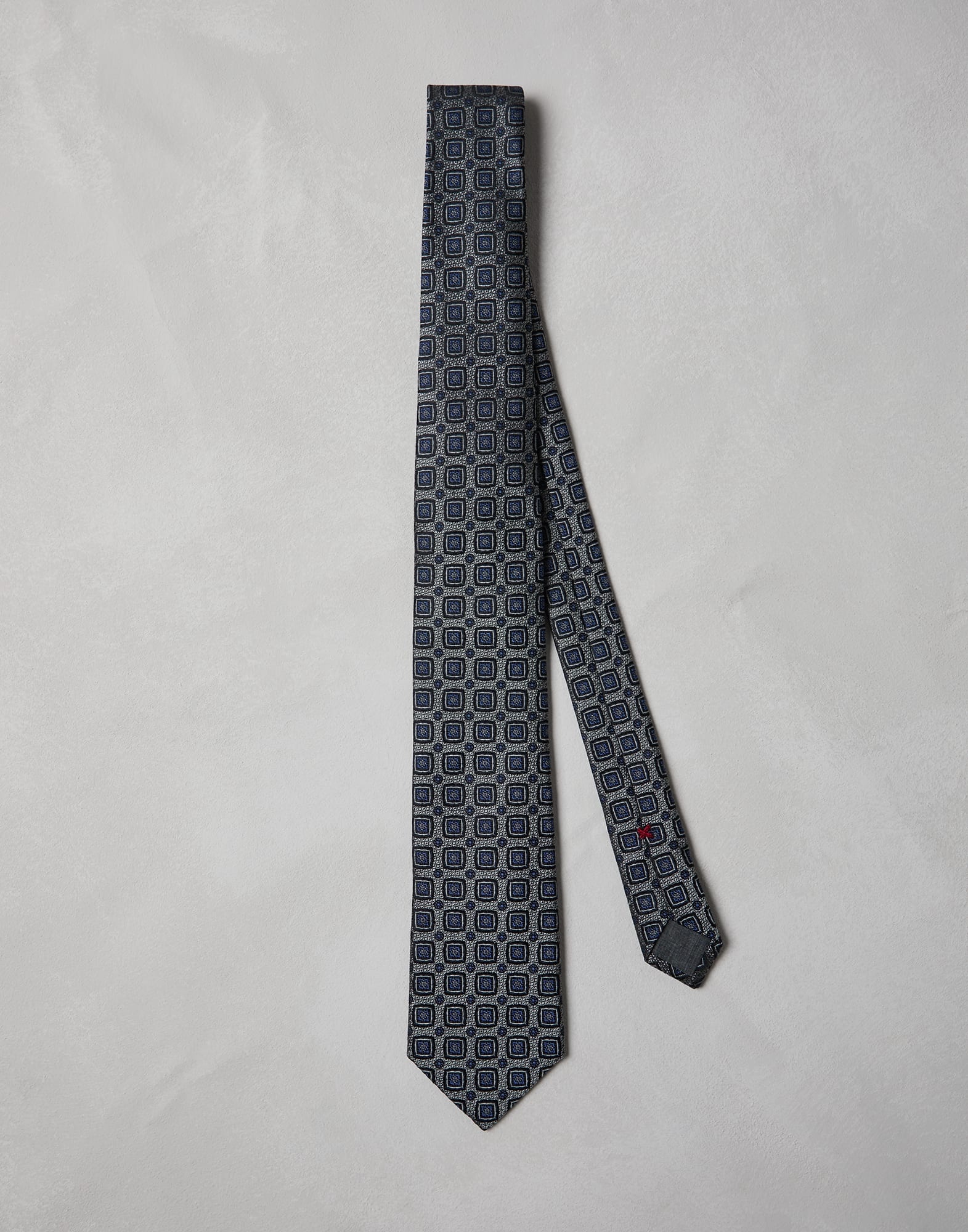 Silk geometric jacquard tie - 1