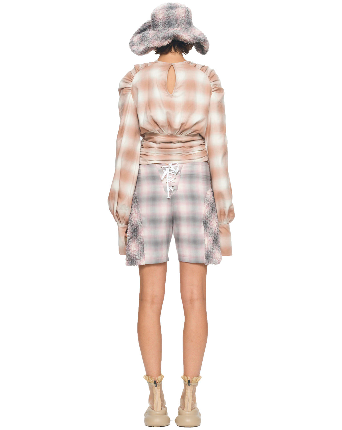 LAVENDER PLAID CLYDE X COLLINA STRADA MALA HAT - 6