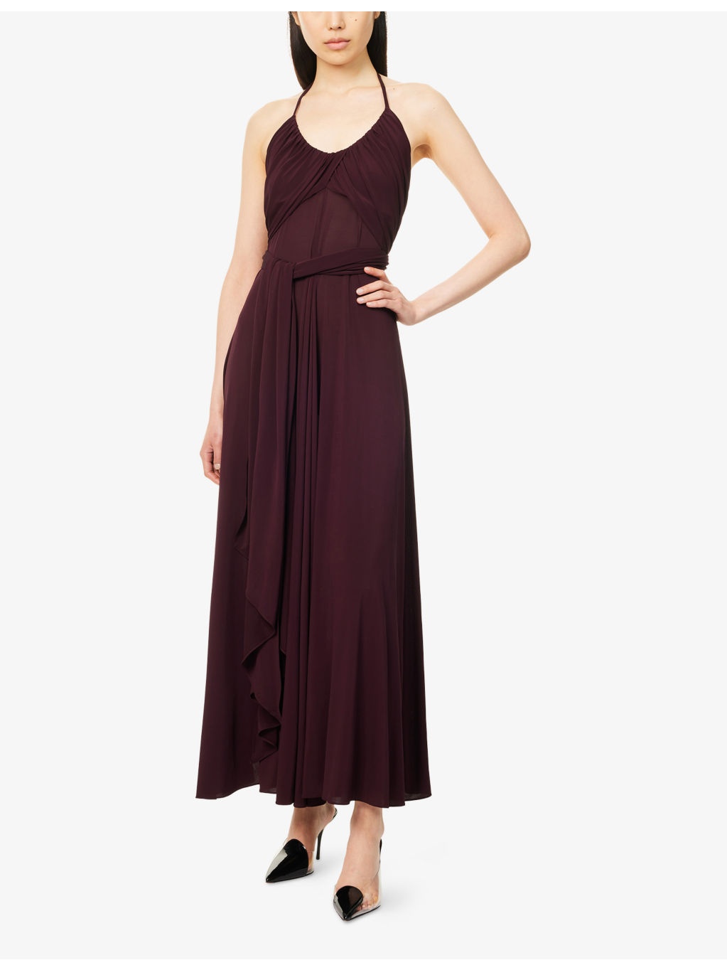 Cross Halterneck Stretch-Woven Maxi Dress - 2