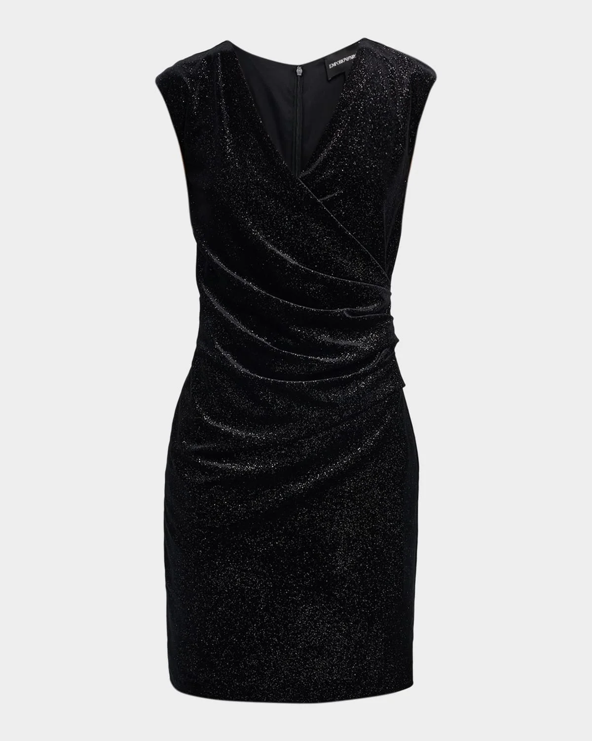 Sleeveless Sparkle Draped Mini Dress - 1