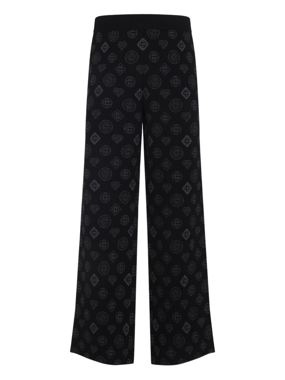 logo-pattern knitted trousers - 1