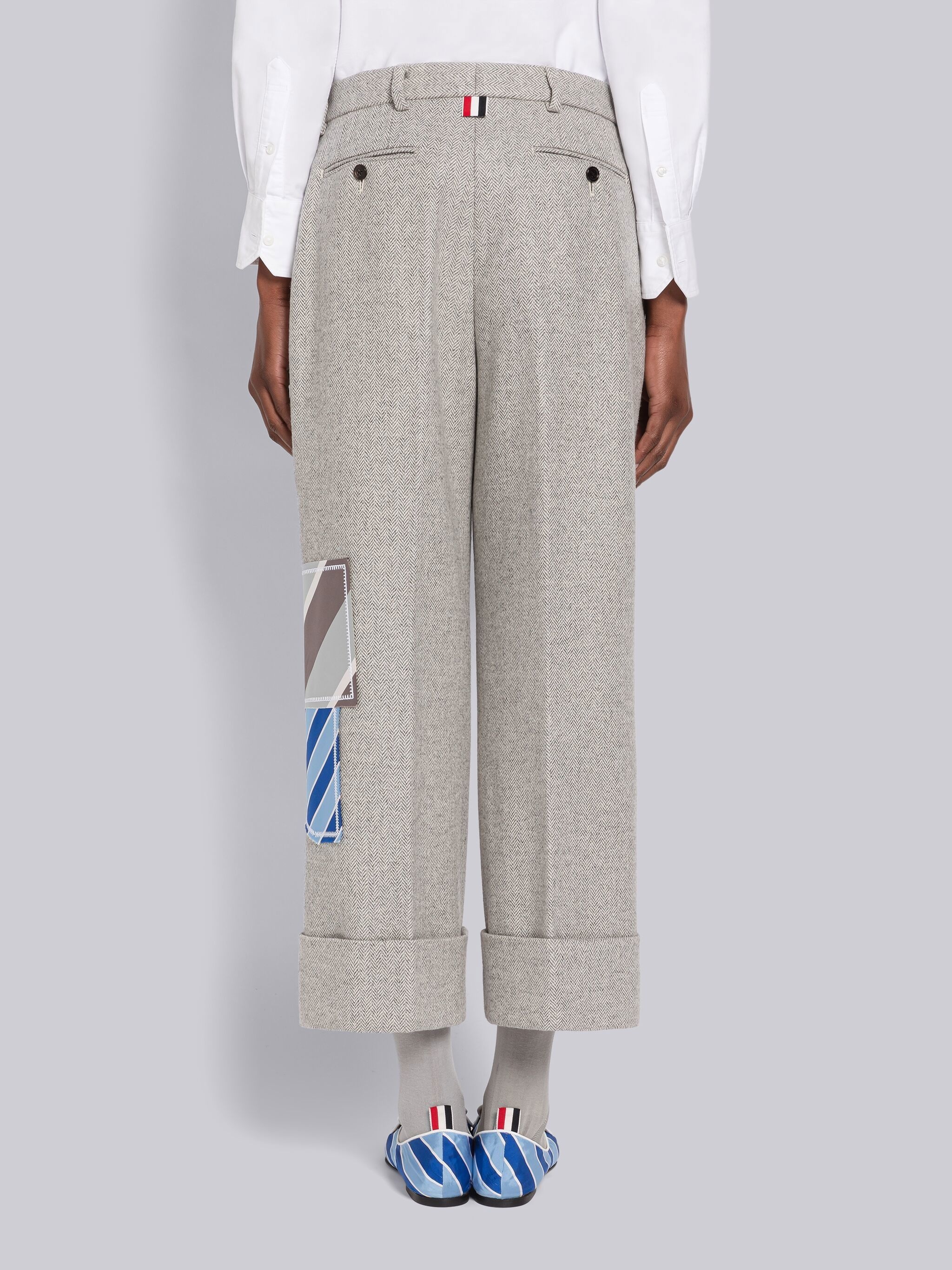 Herringbone Lambswool Sack Trouser - 3