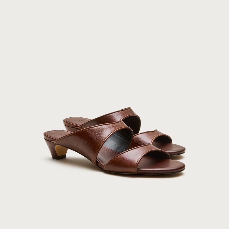Double-strap kitten heels in Italian leather 1