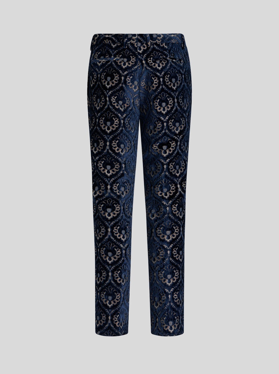 VELVET JACQUARD SLIM-FIT TROUSERS - 5